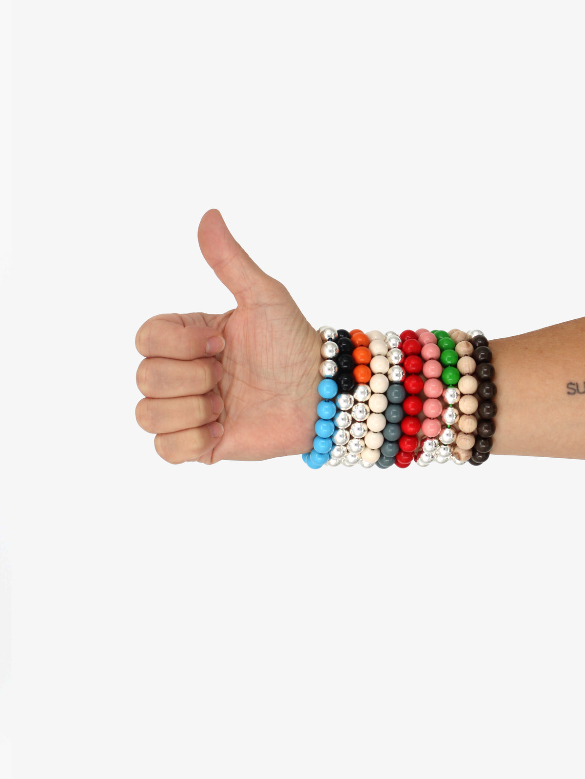 Perlen silver/wood bracelet, all colors set