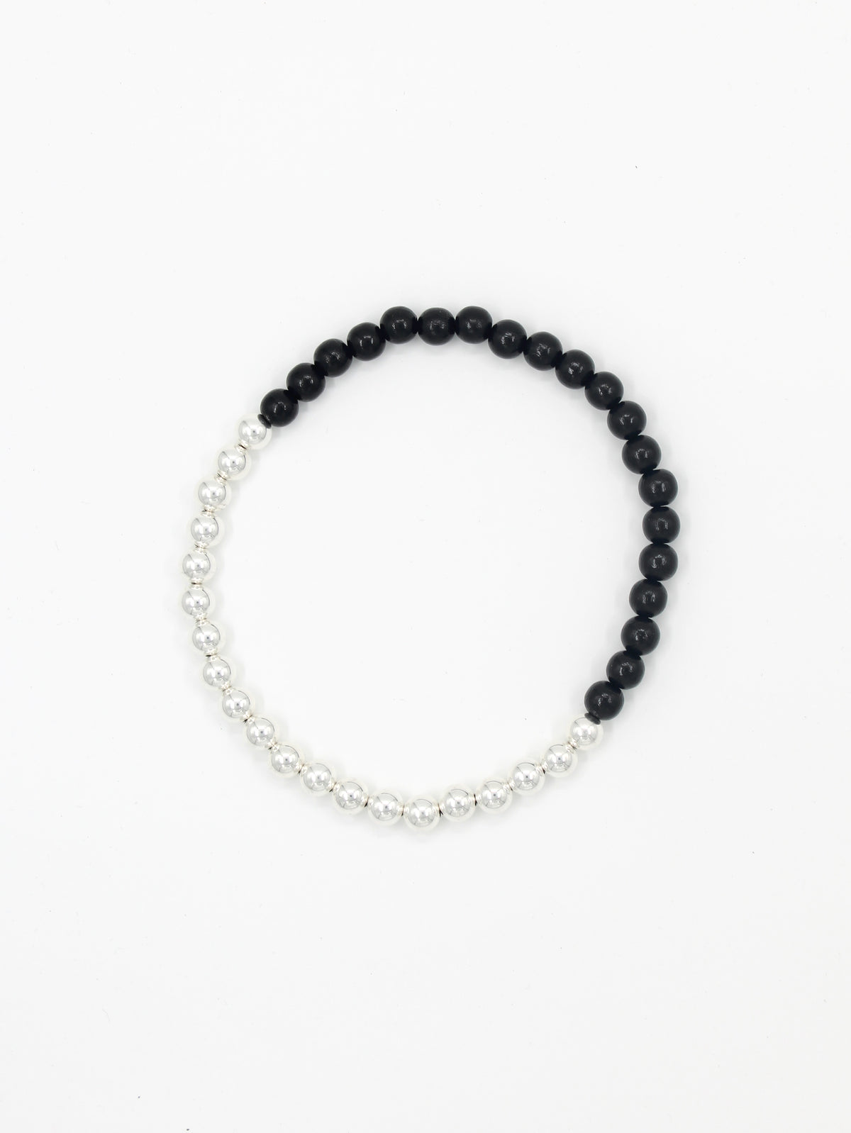 Perlen silver/wood necklace, black