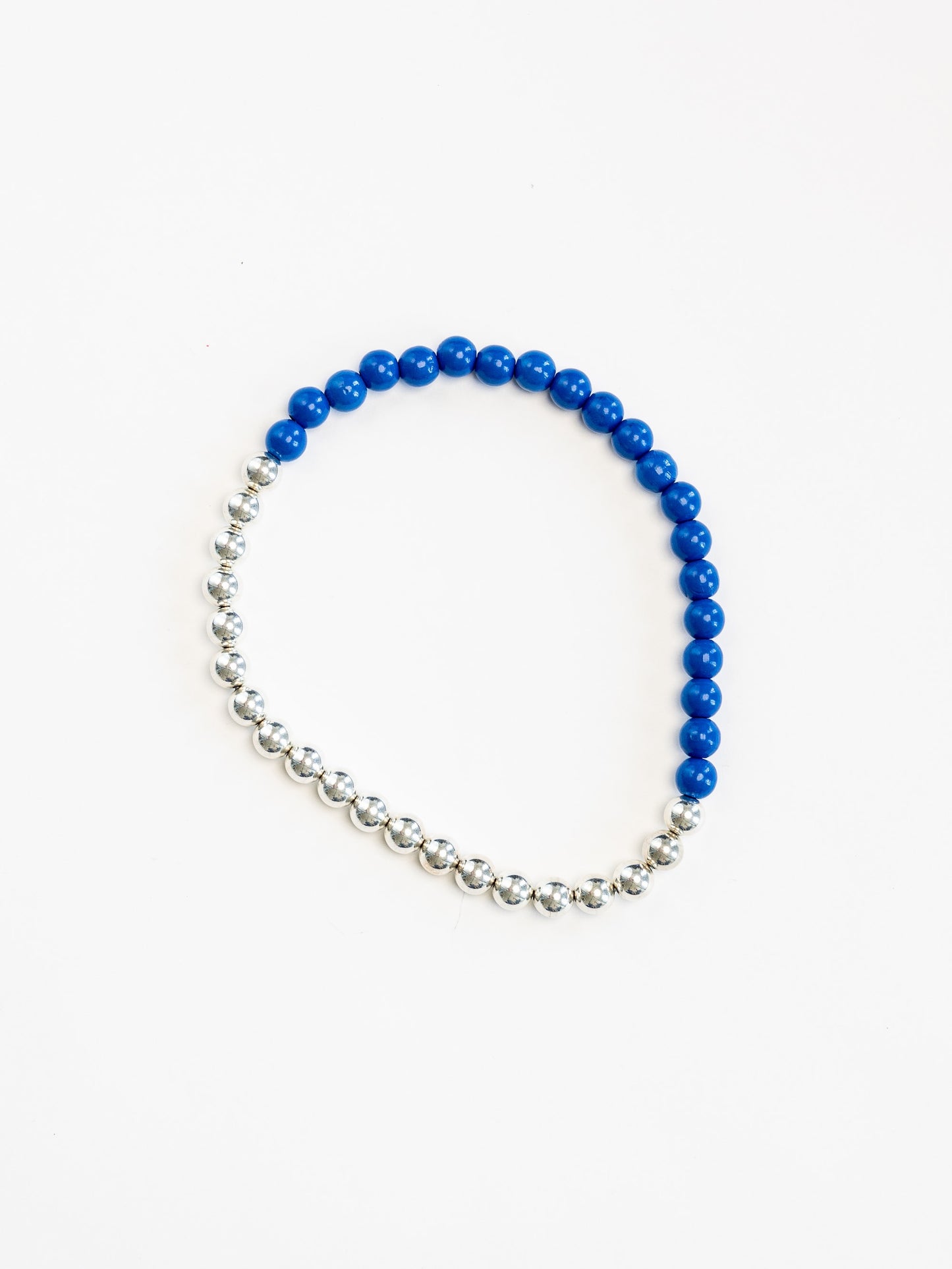 Perlen silver/wood necklace, blue