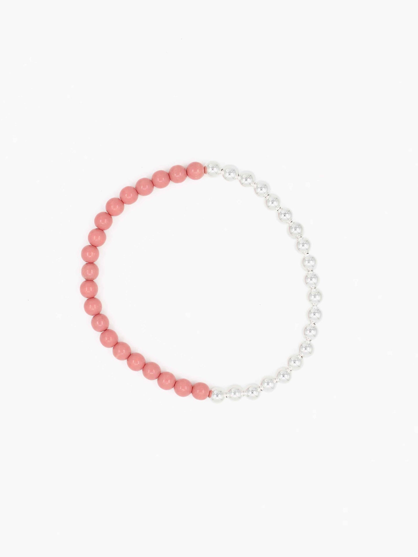 Perlen silver/wood necklace, blush