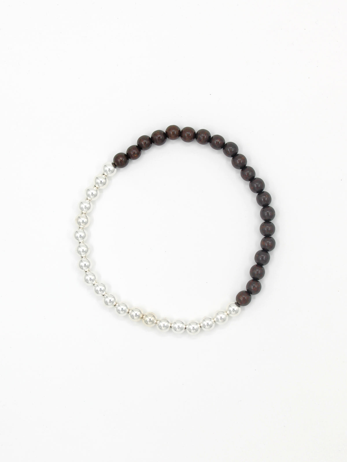 Perlen silver/wood necklace, brown