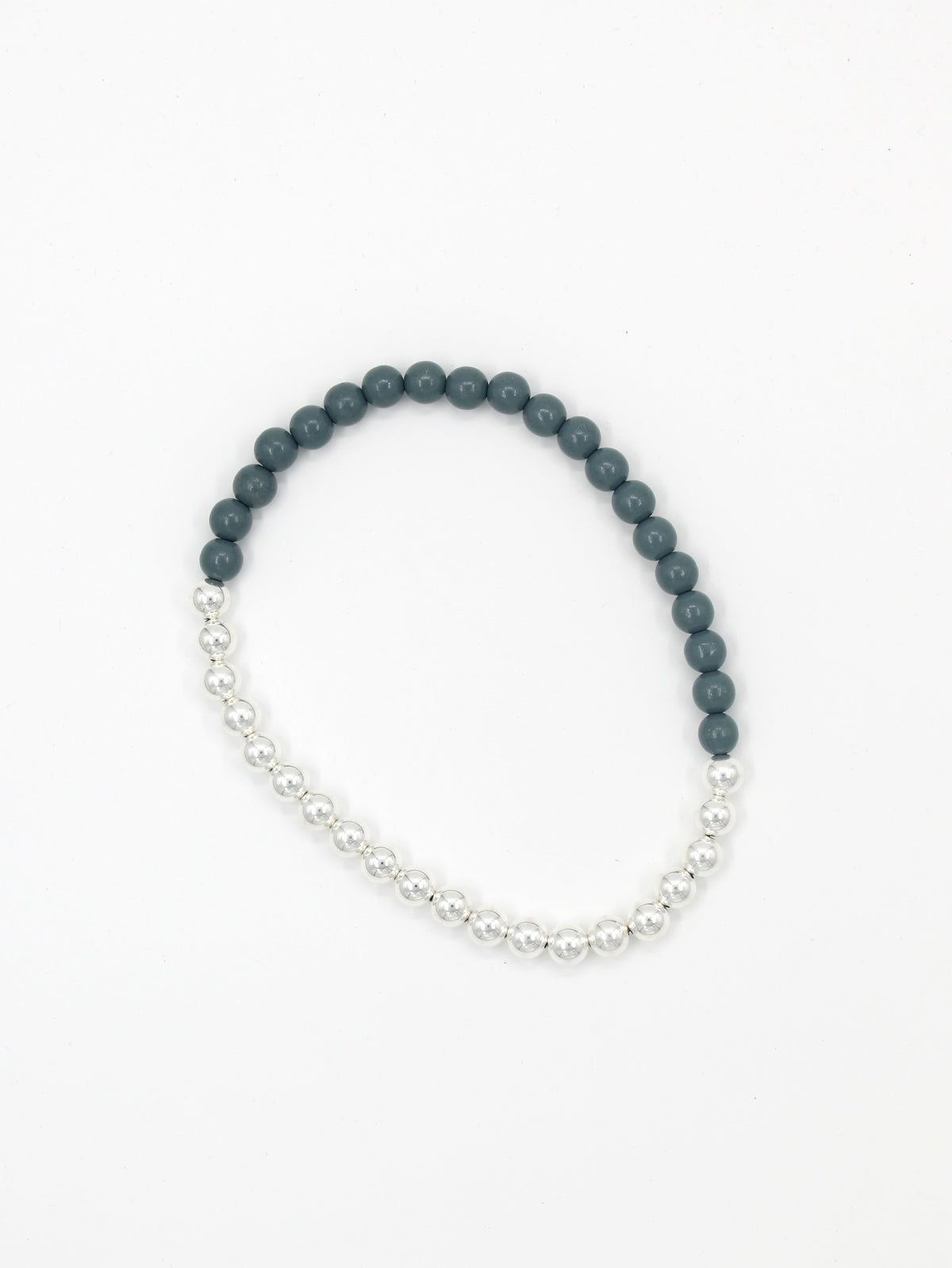 Perlen silver/wood necklace, grafit
