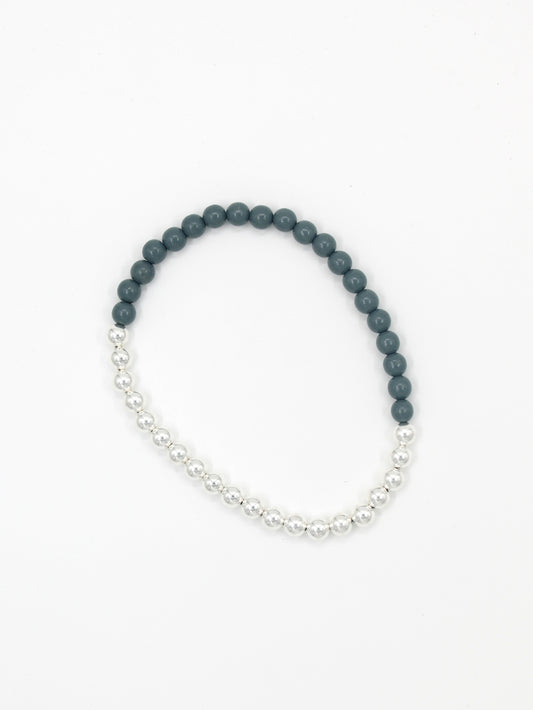 Perlen silver/wood necklace, grafit