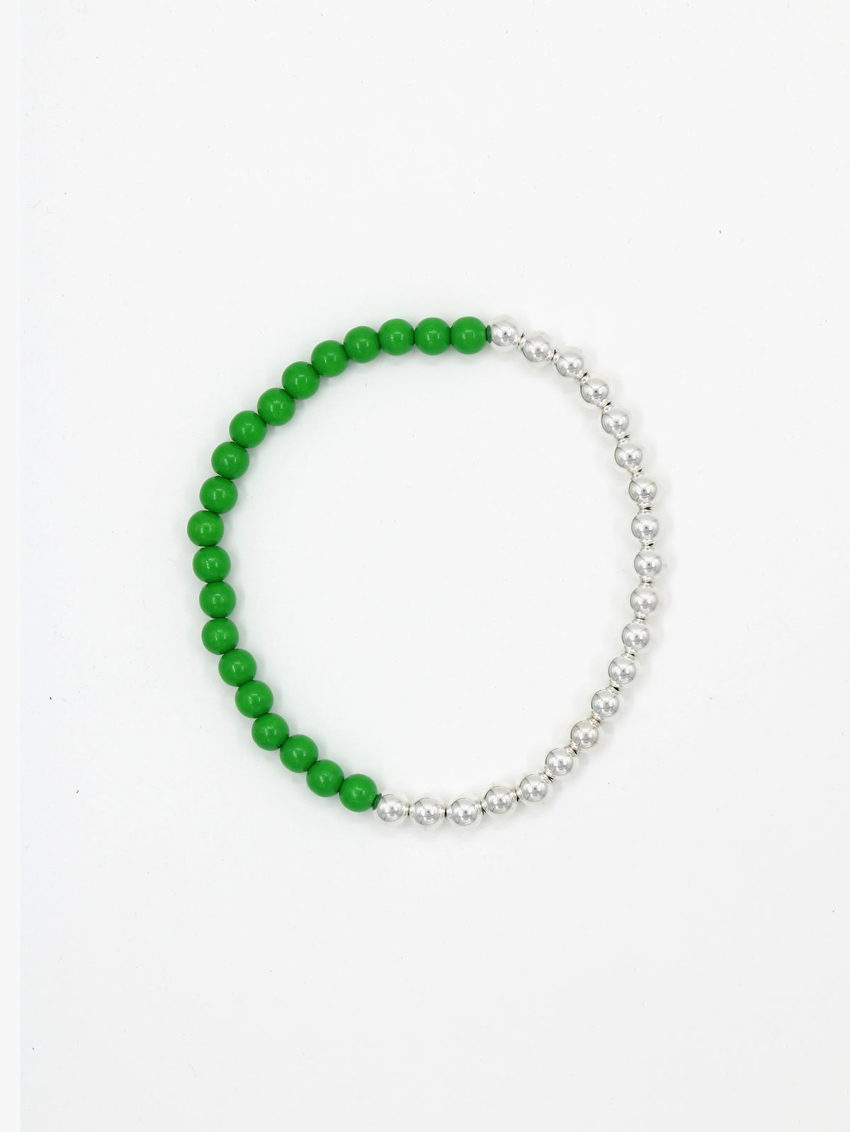 Perlen silver/wood necklace, green