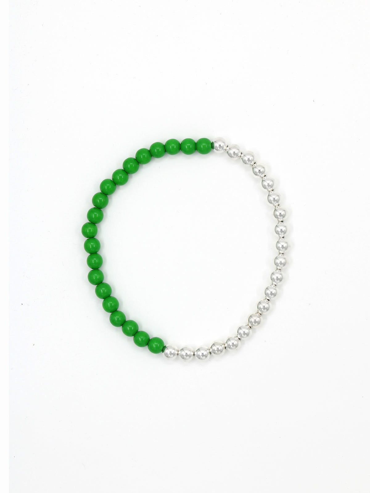Perlen silver/wood necklace, green