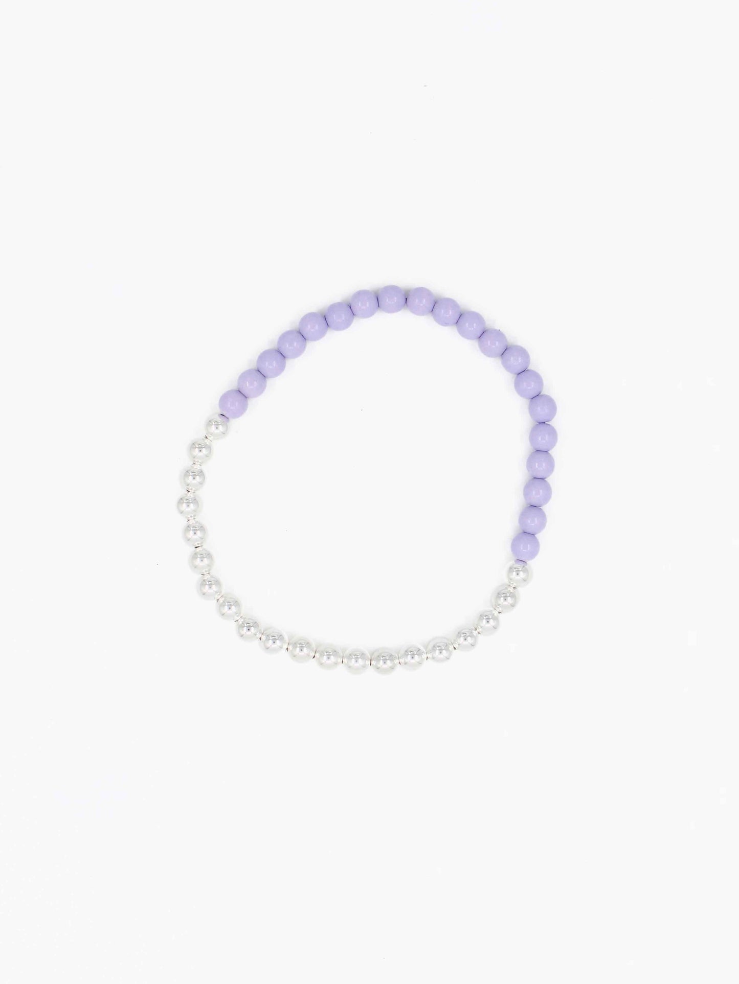 Perlen silver/wood necklace, lilac