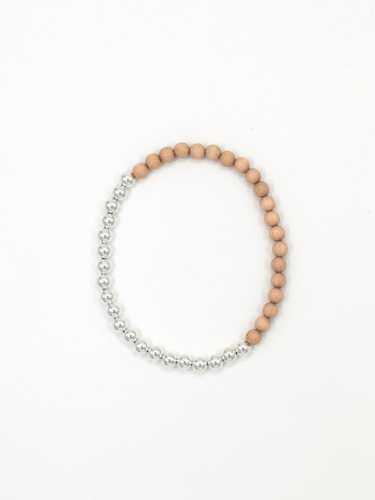 Perlen silver/wood necklace, natural