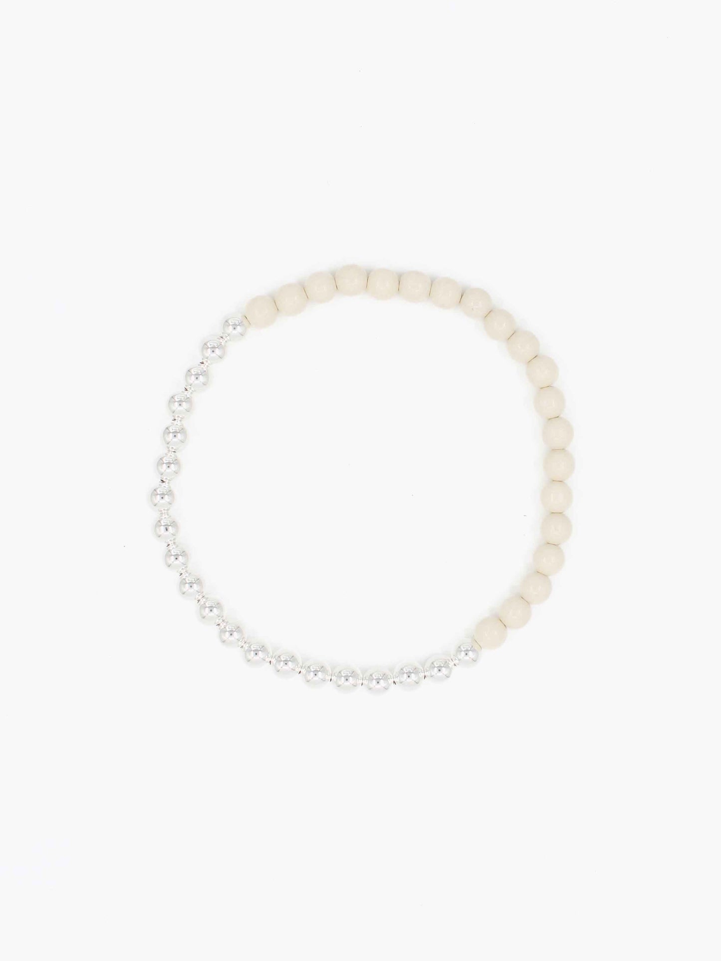 Perlen silver/wood necklace, opal