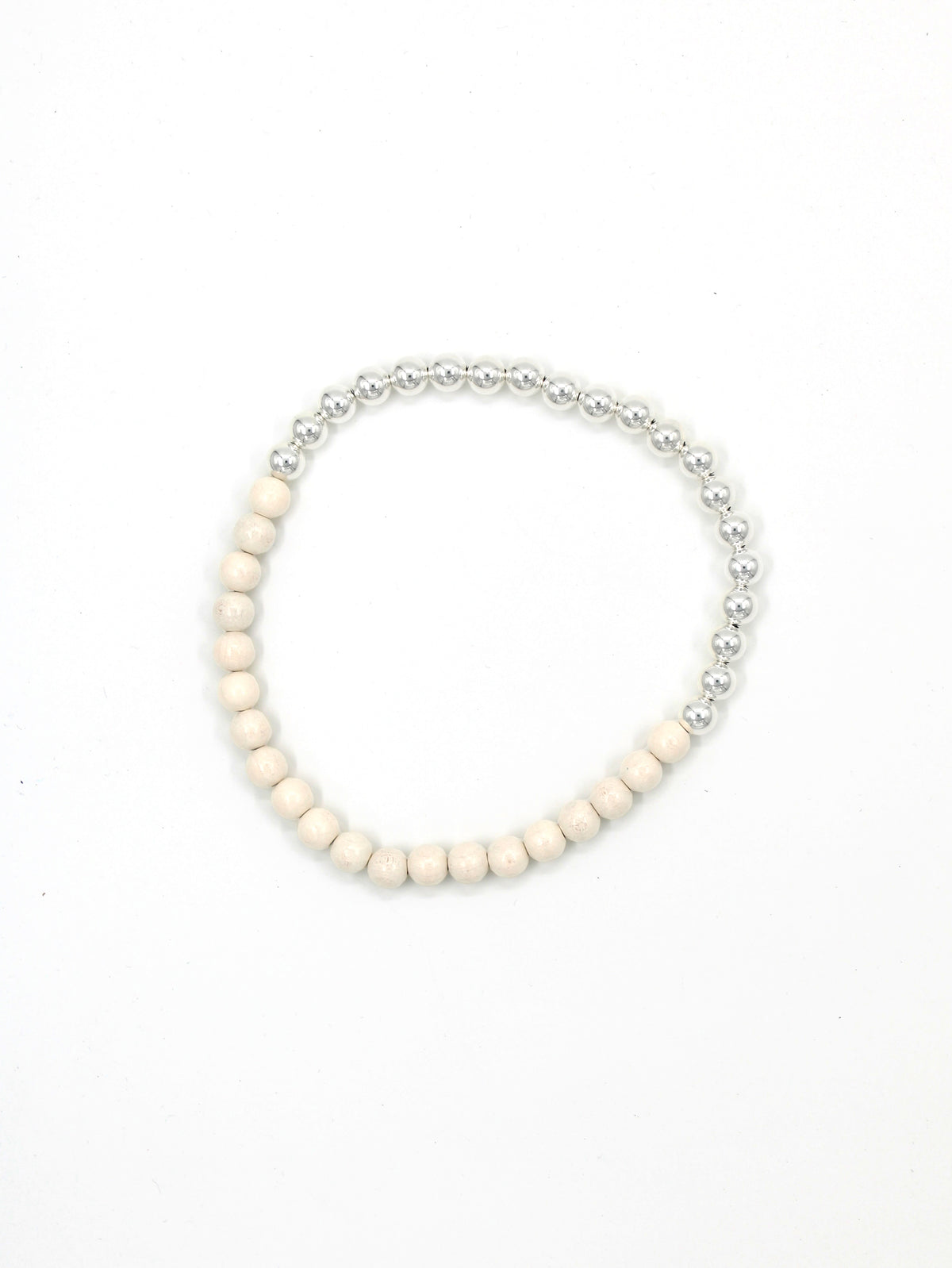 Perlen silver/wood necklace, opal