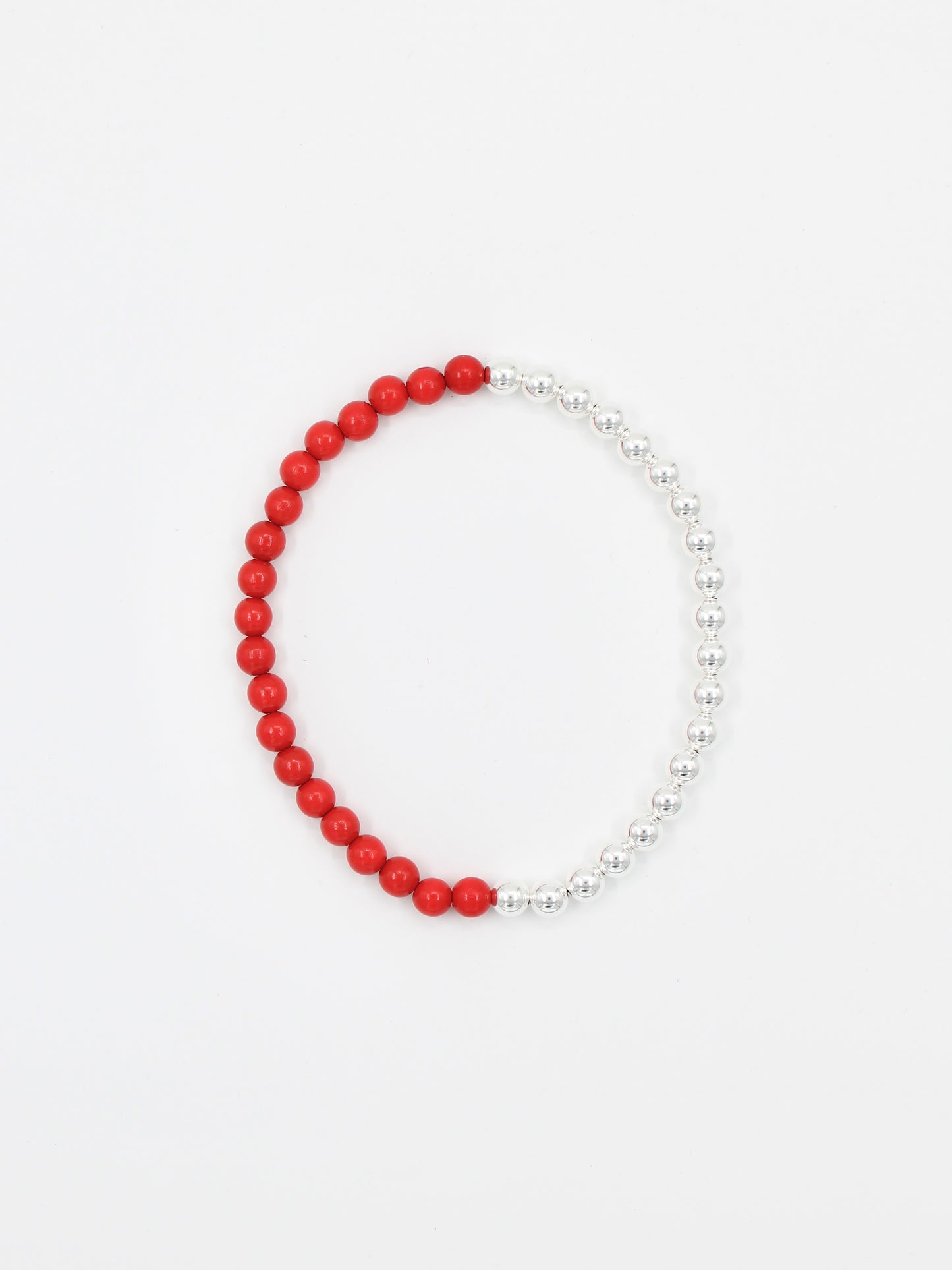 Perlen silver/wood necklace, red