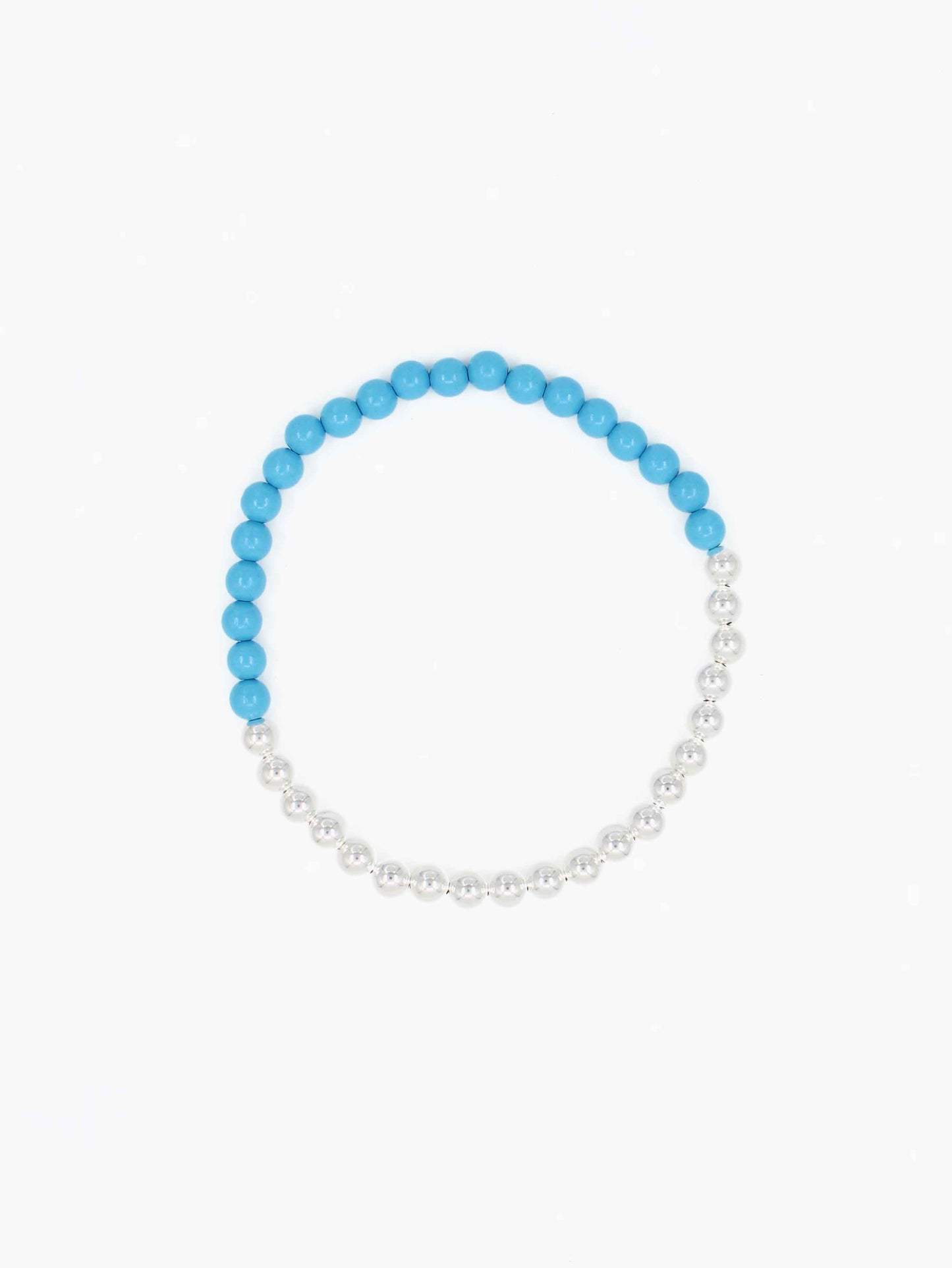 Perlen silver/wood necklace, sky