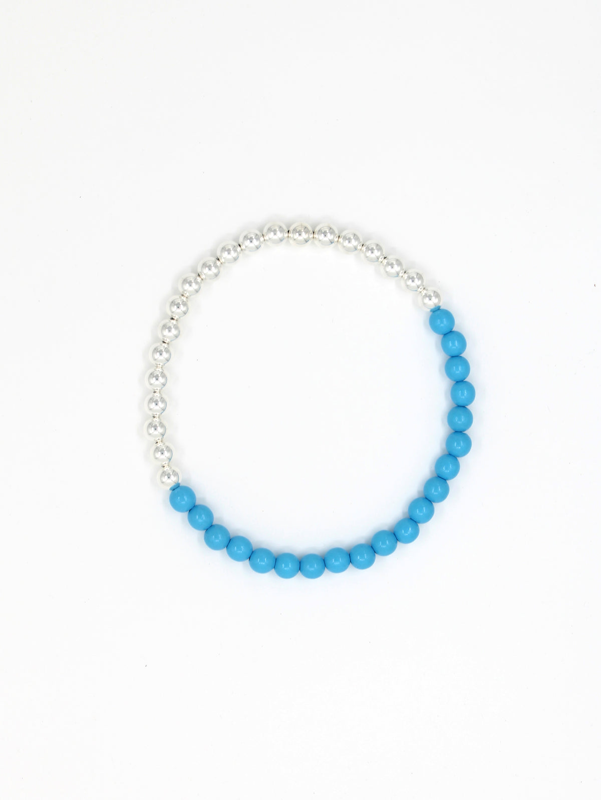 Perlen silver/wood necklace, sky