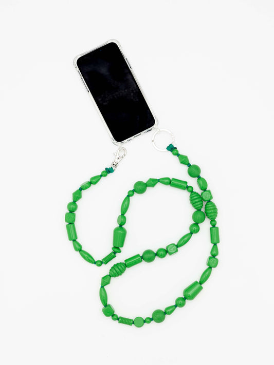 Perlenmix Handykette, green