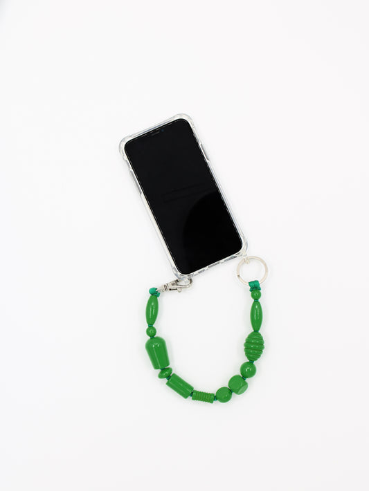 Perlenmix Handykette Medium, green