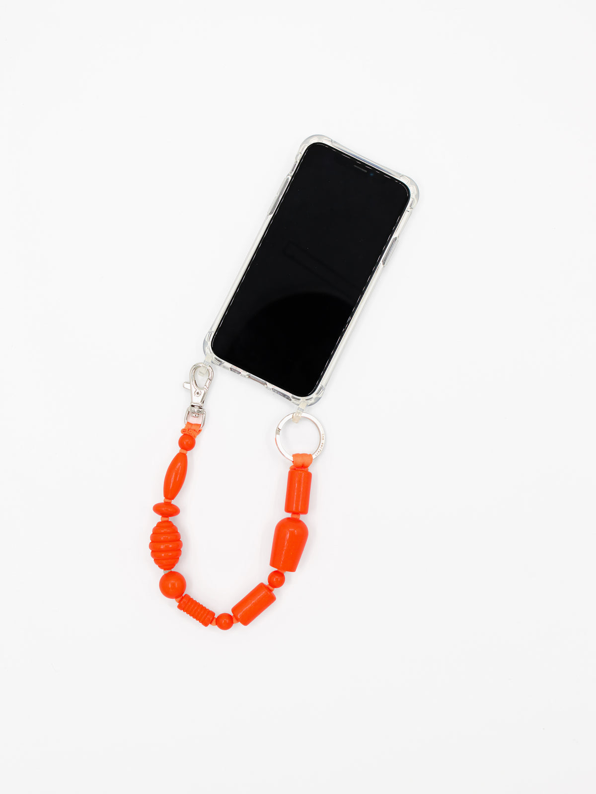 Perlenmix Handykette Short, orange