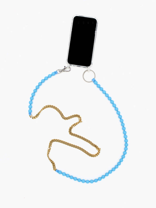 Perlenpanzerhandykette, sky - brass