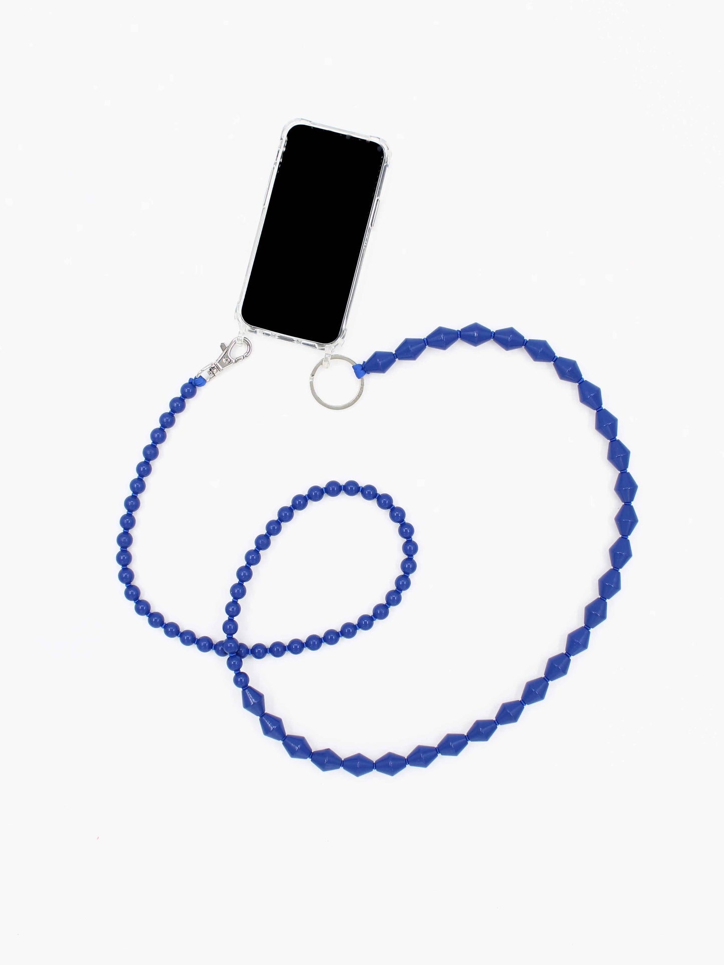 Perlenzickzack Handykette, blue