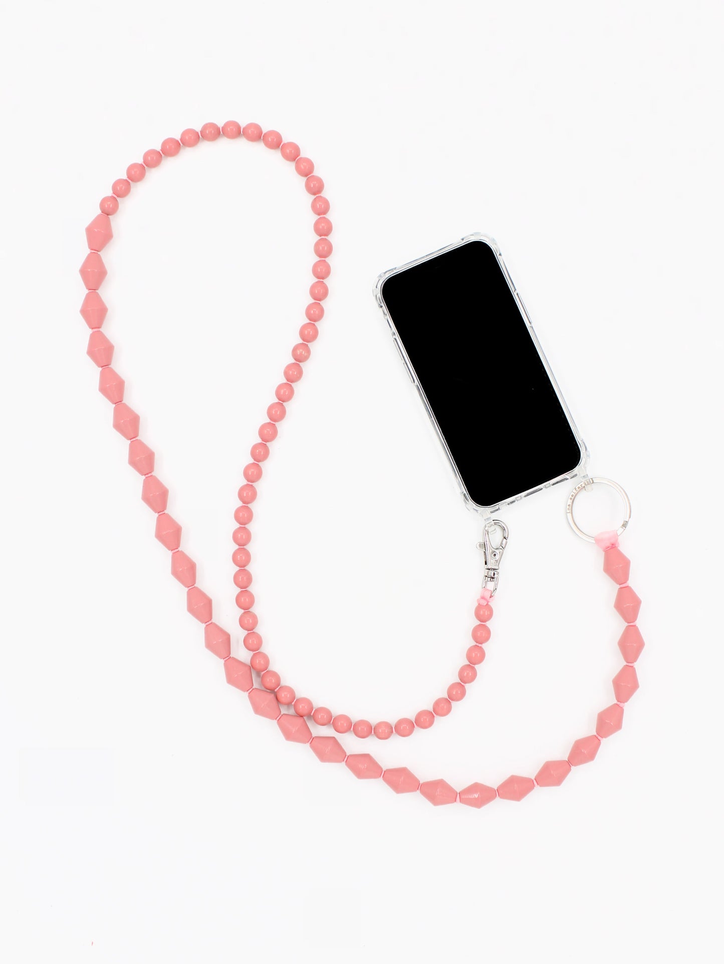 Perlenzickzack Handykette, blush