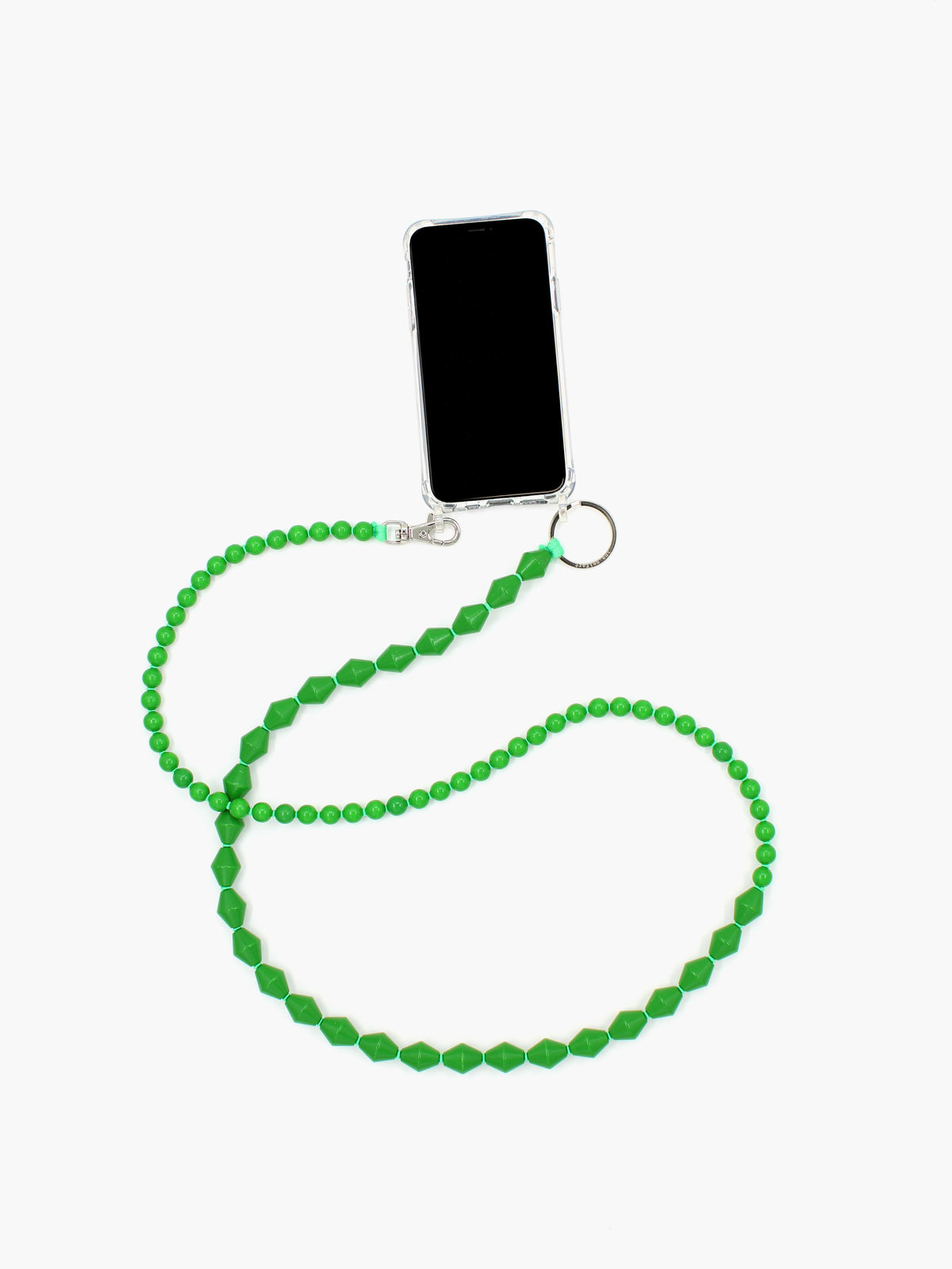 Perlenzickzack Handykette, green