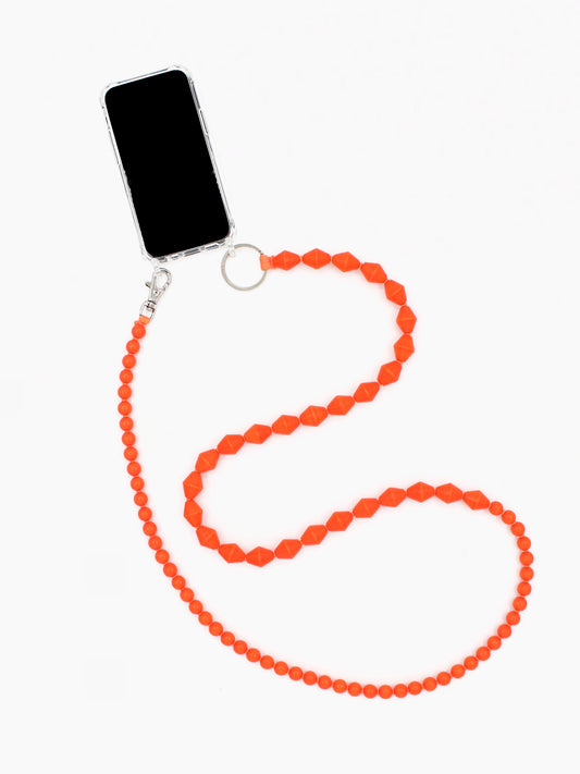 Perlenzickzack Handykette, neonorange