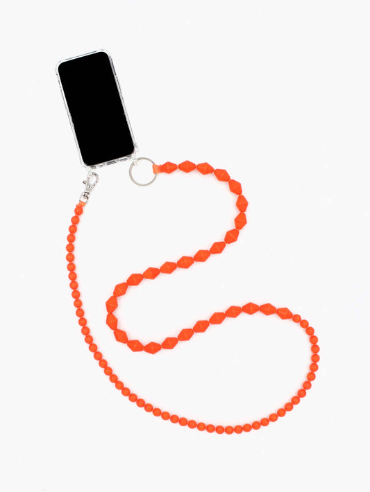 Perlenzickzack Handykette, neonorange