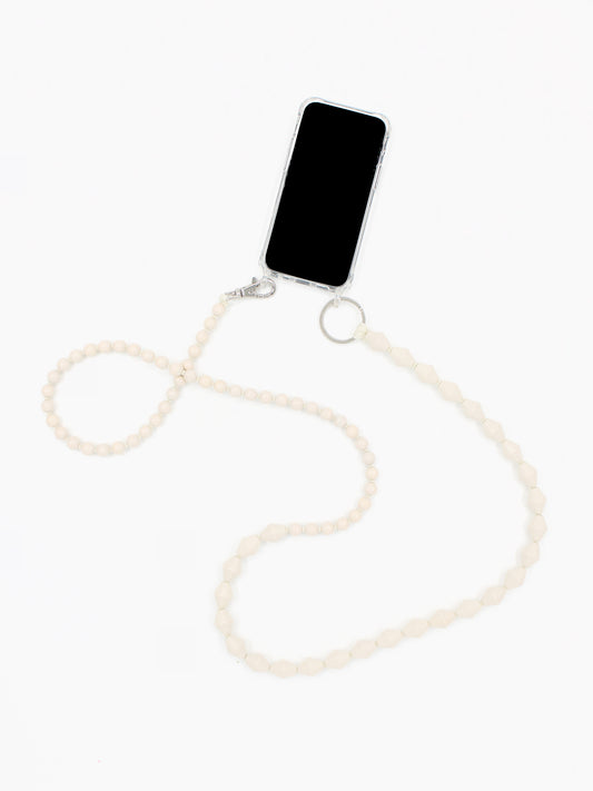 Perlenzickzack Handykette, opal