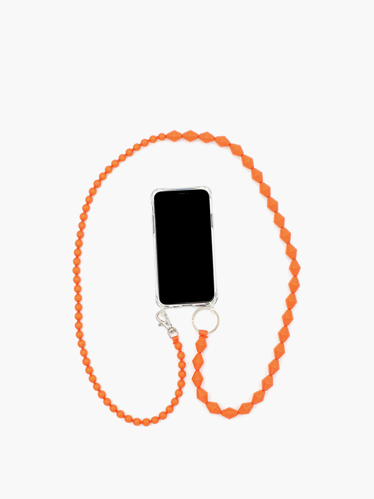 Perlenzickzack Handykette, orange