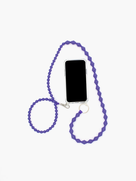 Perlenzickzack Handykette, purple