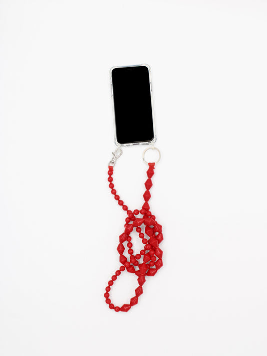 Perlenzickzack Handykette, red