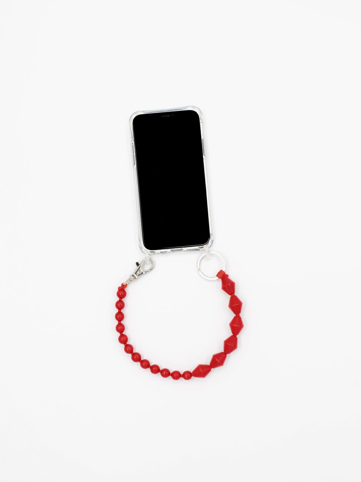 Perlenzickzack Short, red