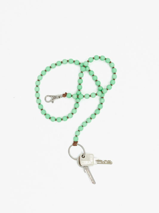 Perlen long, pastelgreen-mocca